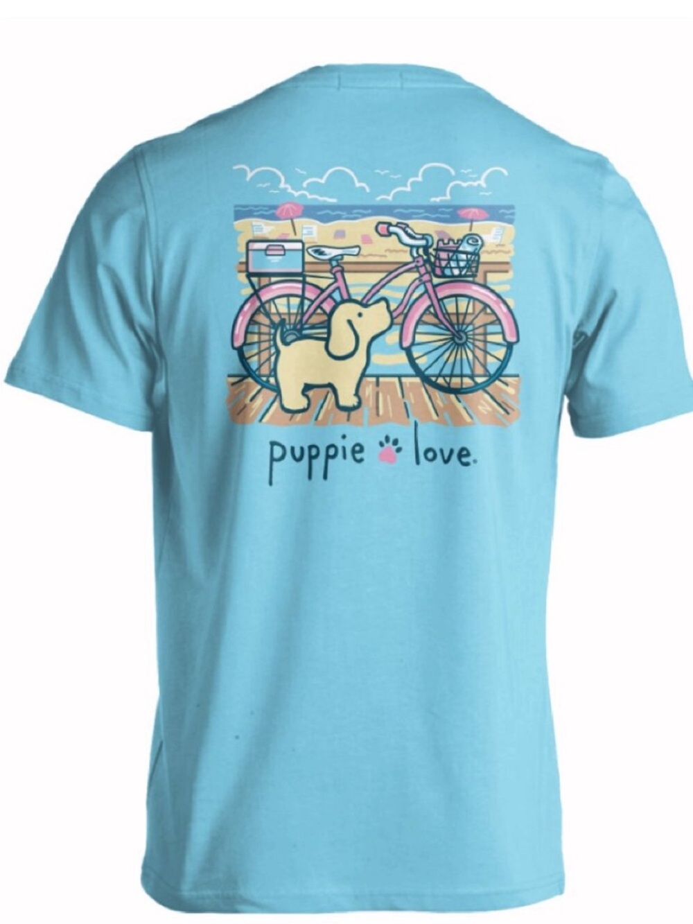 Puppie Love Women's Short Sleeve Tee - Light Blue